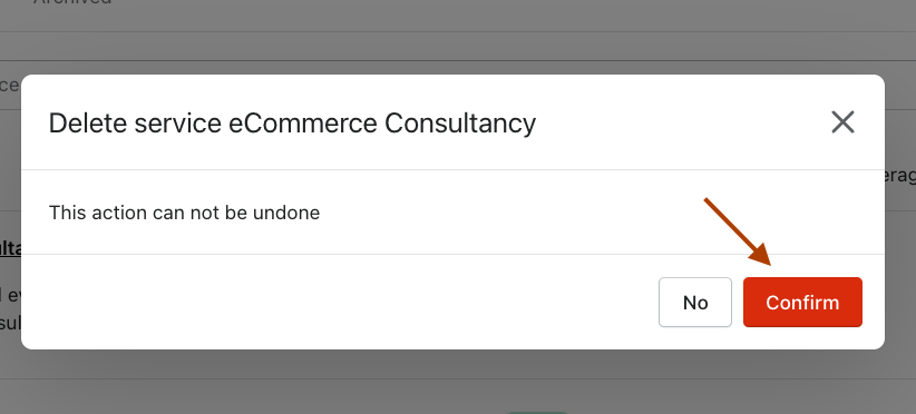 Delete an existing service