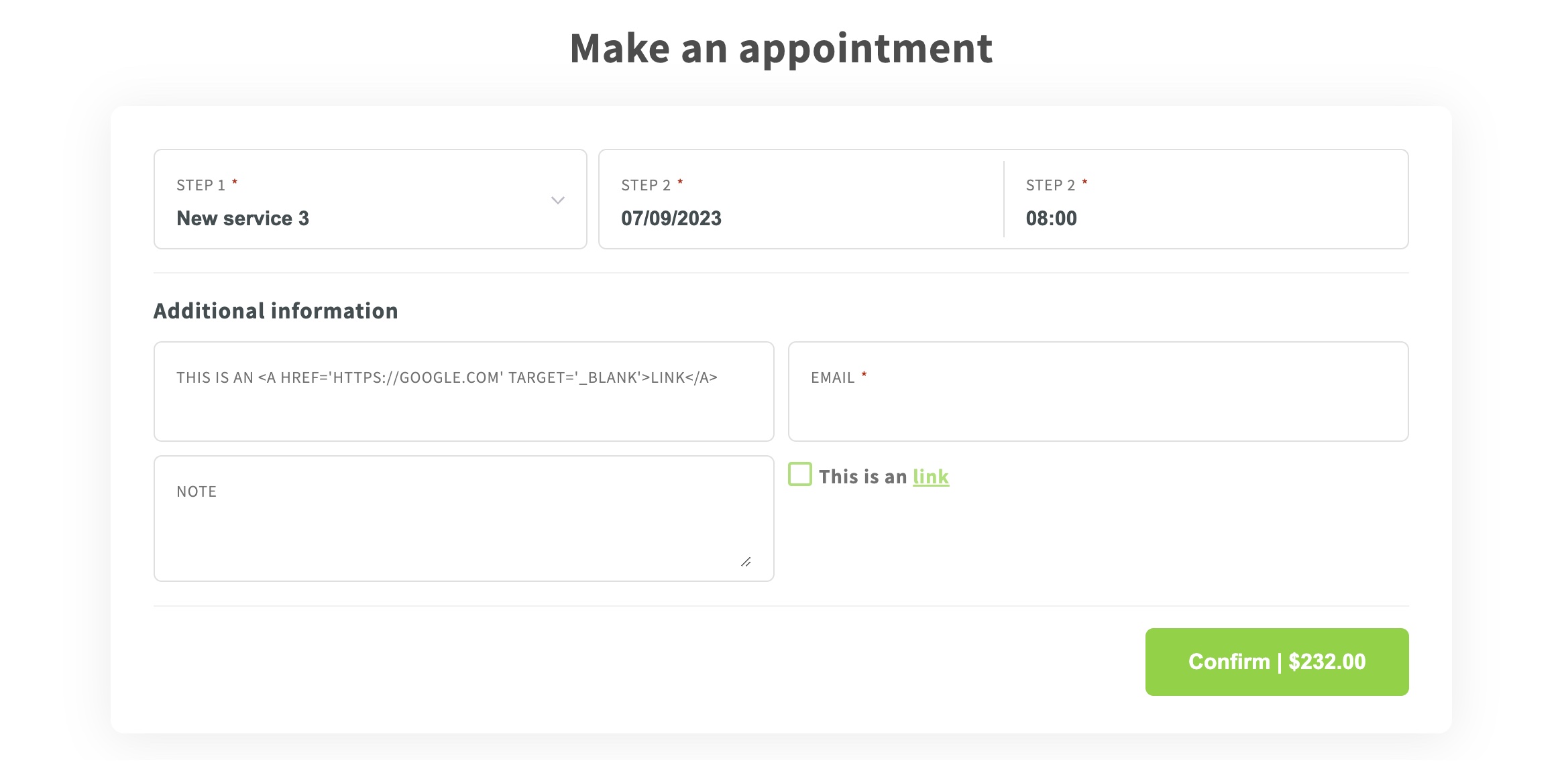 custom appearance XO Booking