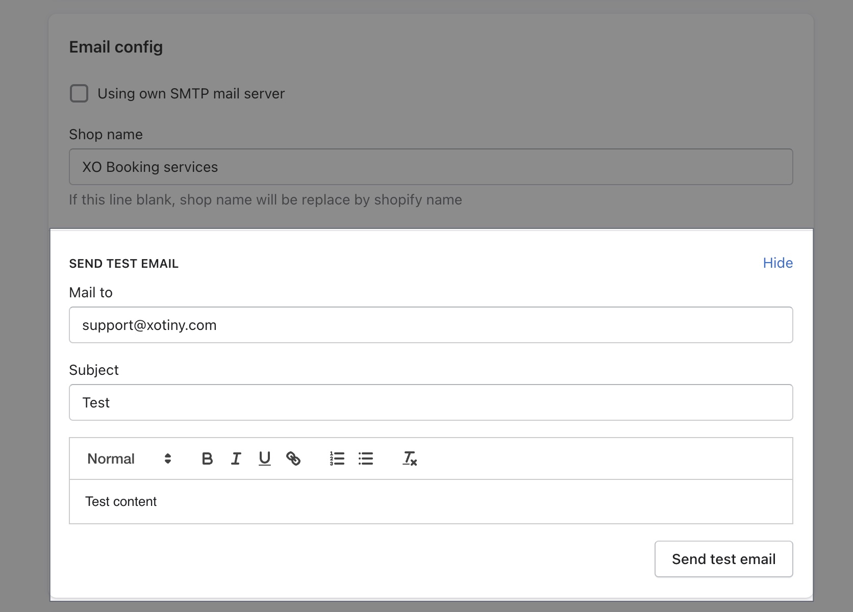 XO Booking services email
