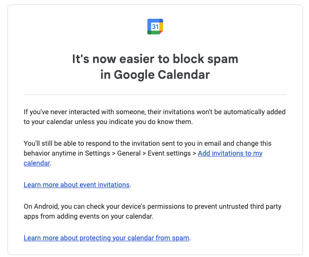 caution google calendar