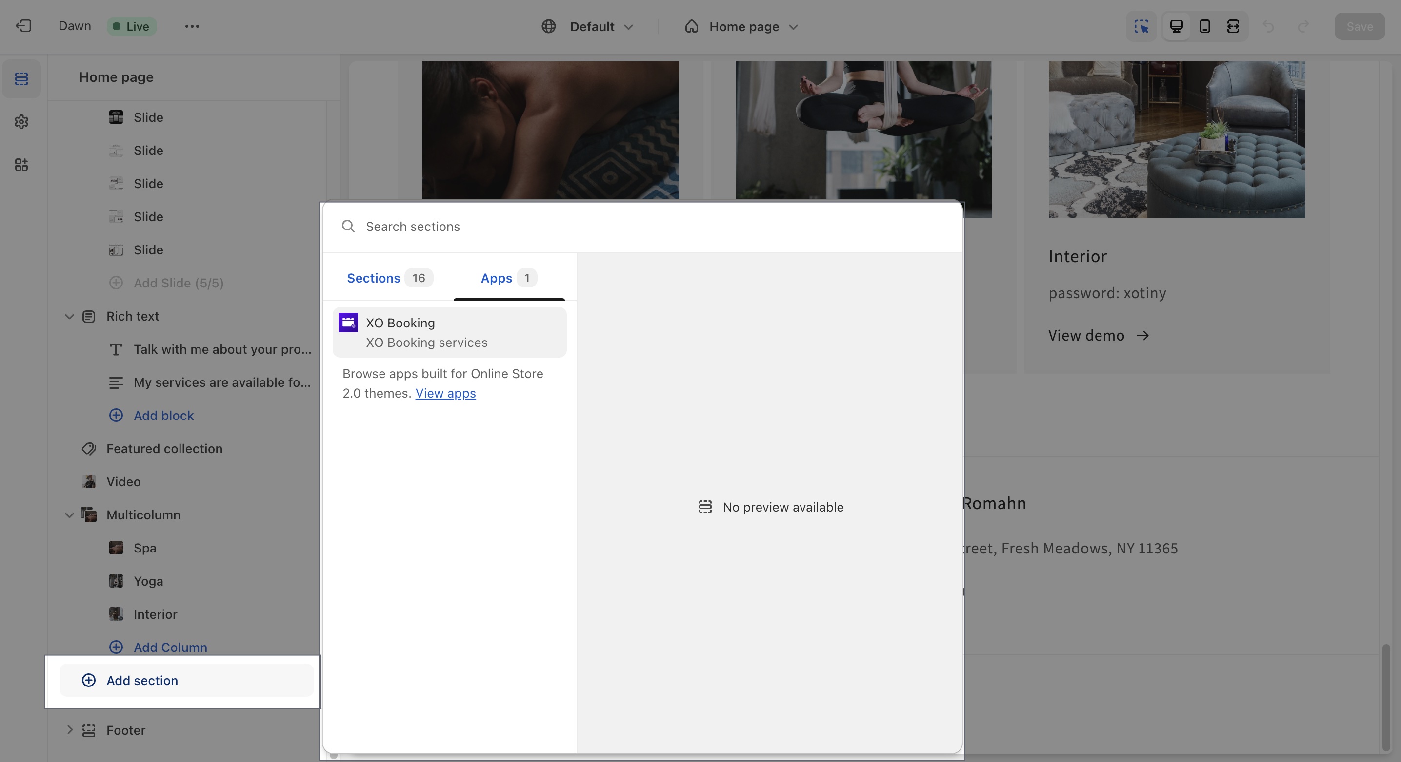 custom layout XO Booking
