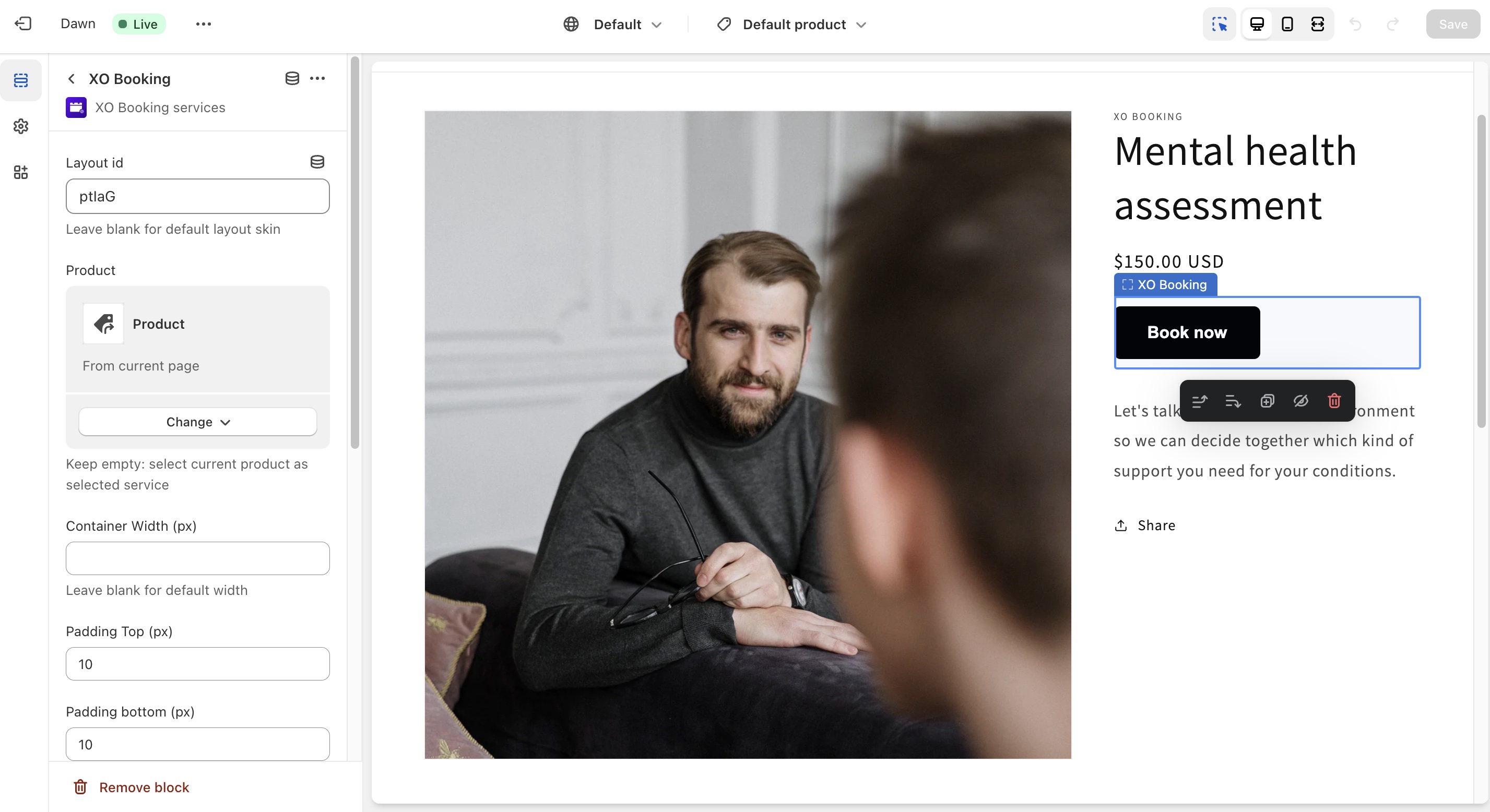 custom layout XO Booking