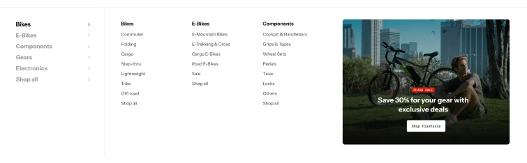 Mega menu sidebar