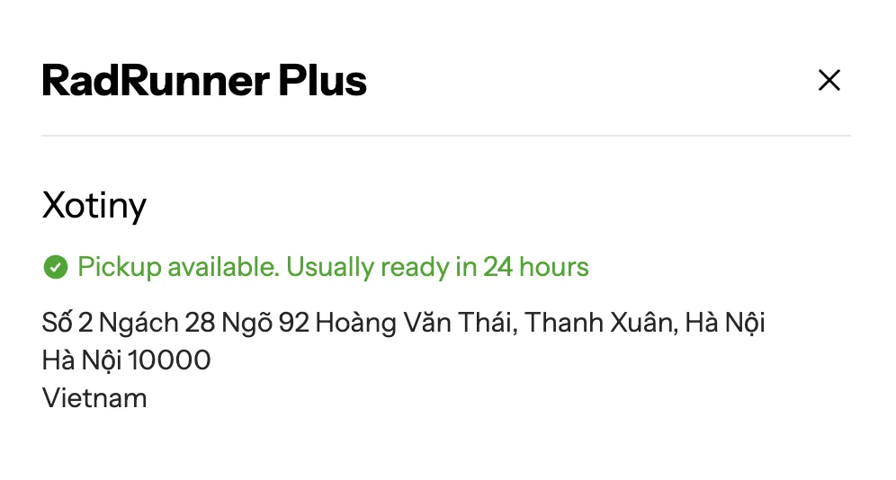 Pickup availability