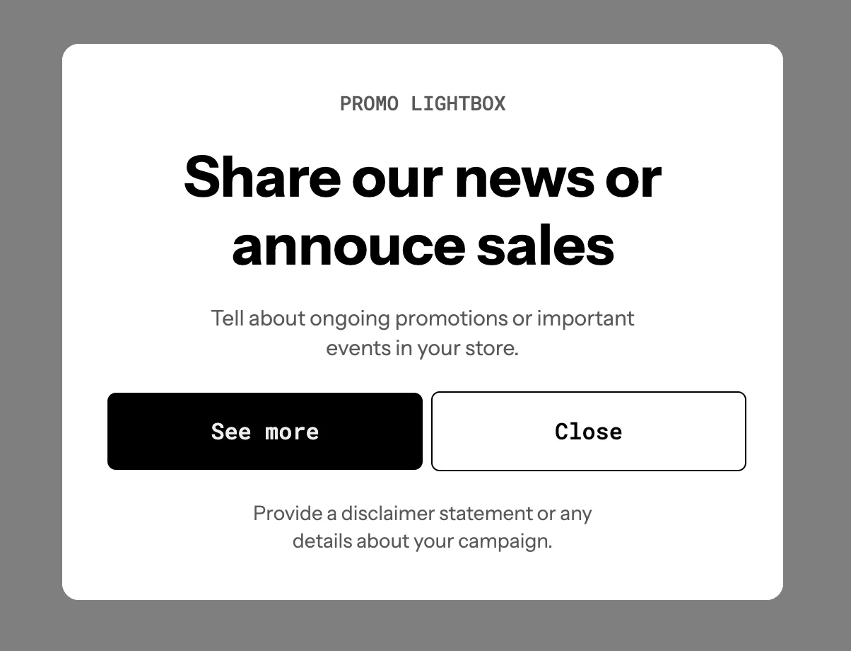Popup promo