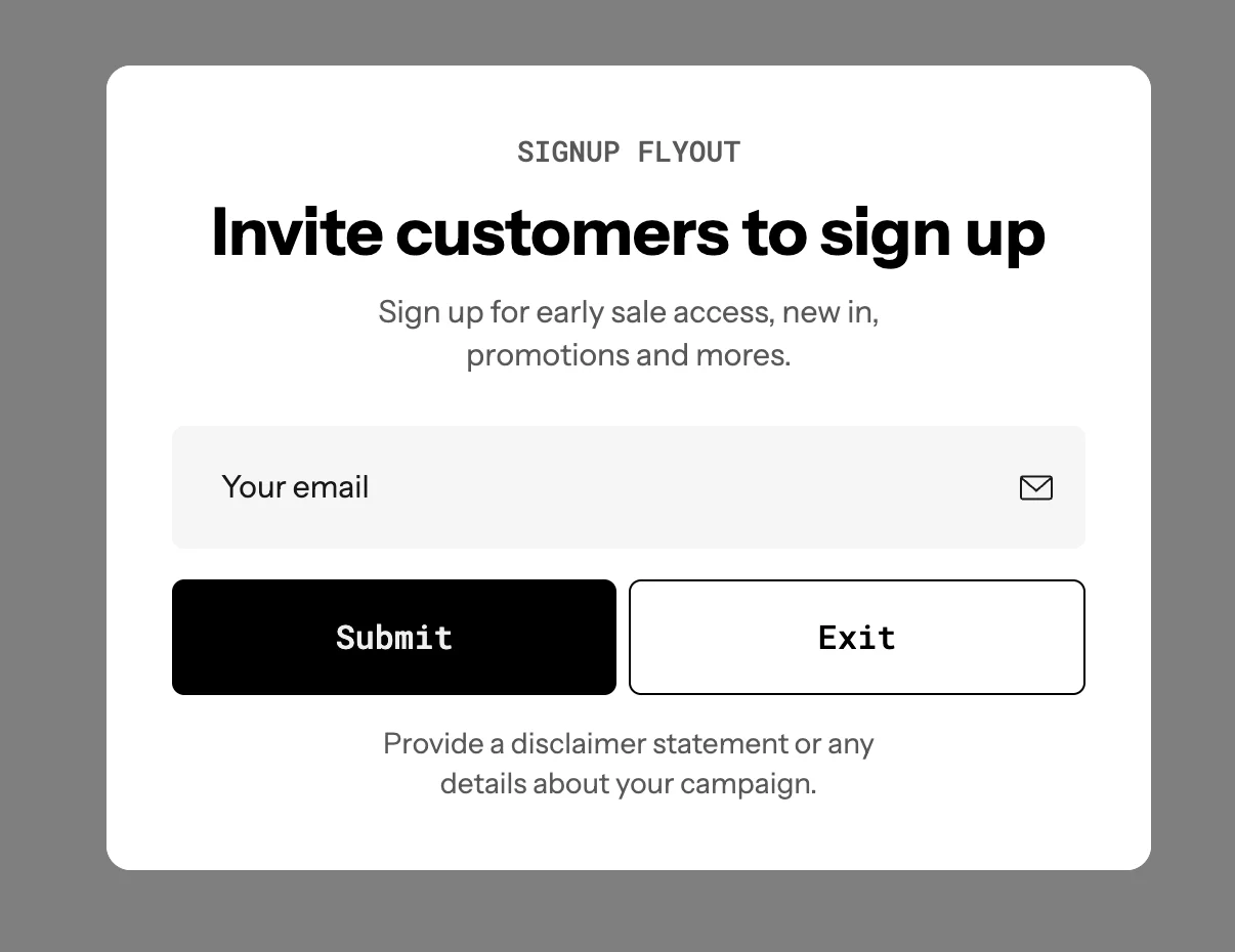 Signup popup