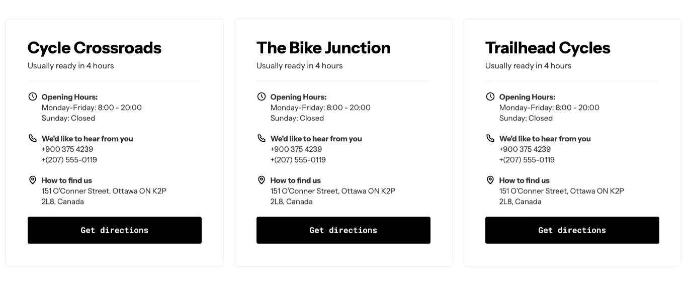 Store locator grid